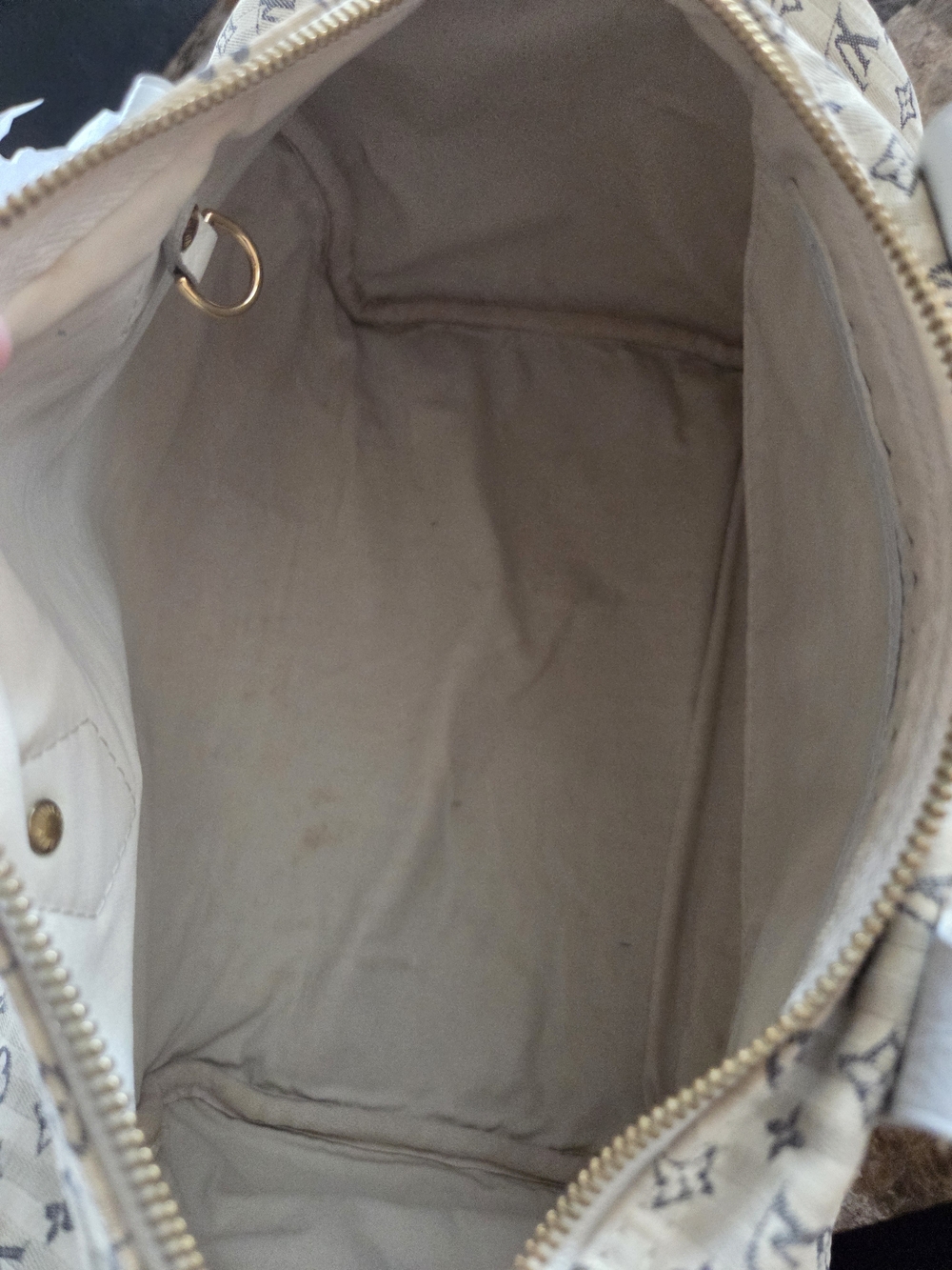 Louis Vuitton White Monogram Canvas Satchel with Gold Hardware - Picture 7 of 11